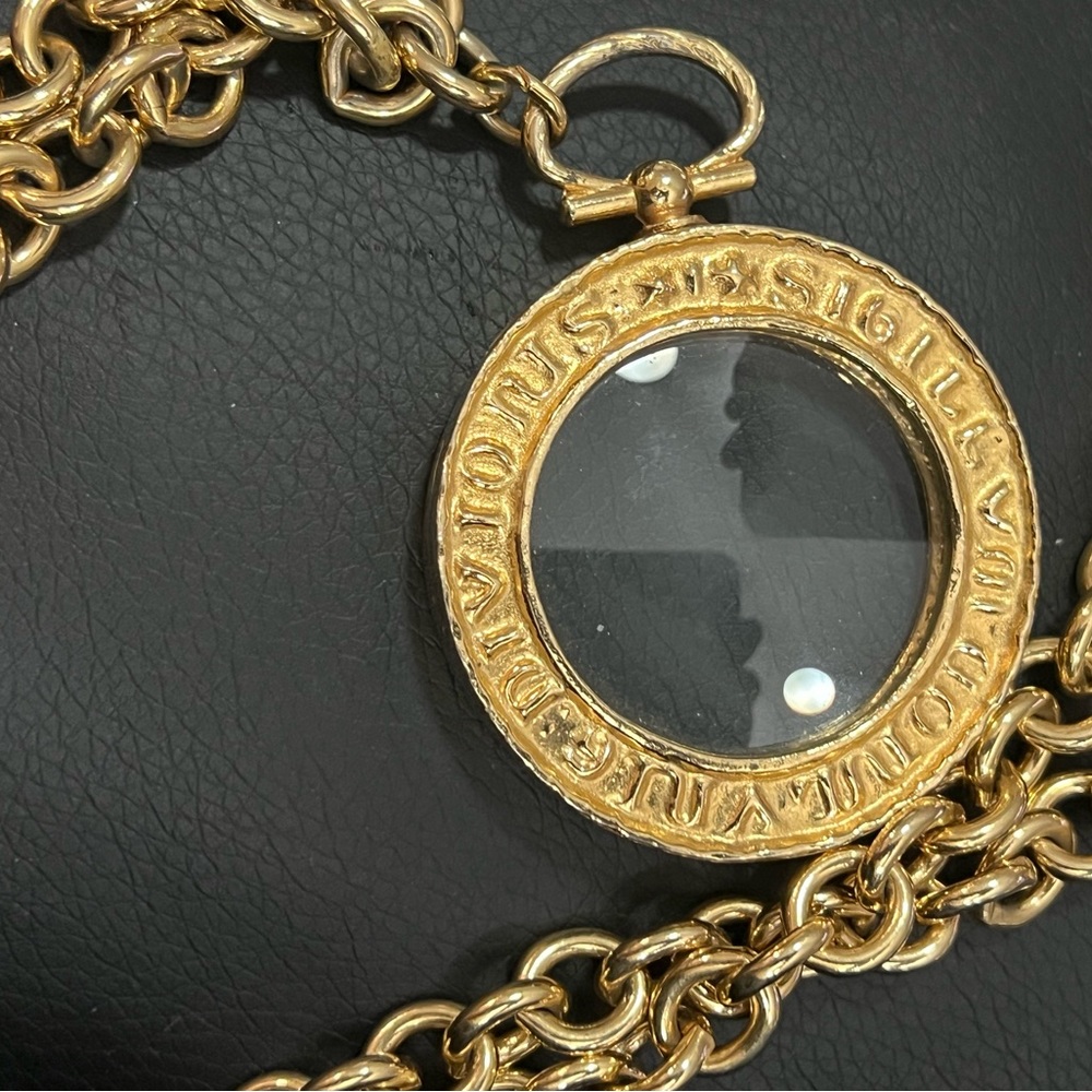 Vintage Gold-Tone Chain Necklace with Magnifying Optical Glass
